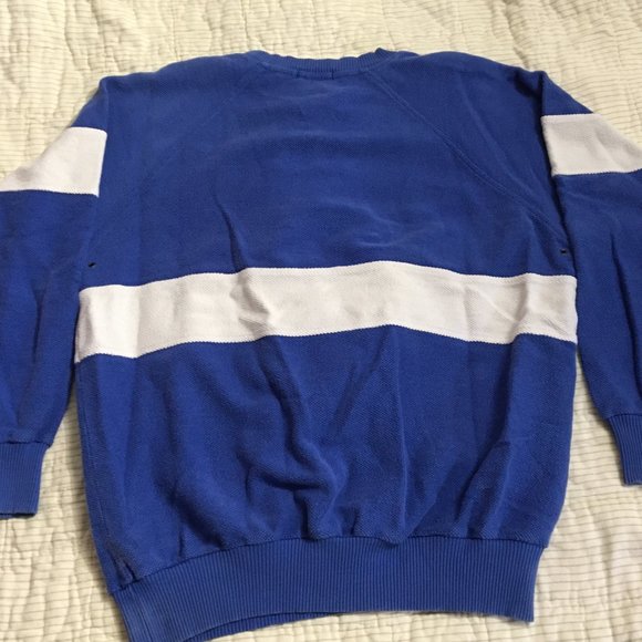 Vintage Jos. A. Bank Pebble Cloth Blue w/ White Stripe Crew Sweatshirt Size XL - Picture 3 of 6